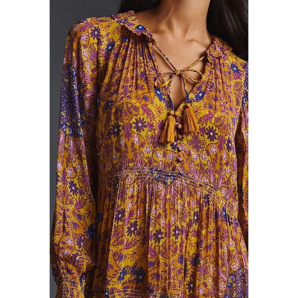 Anthropologie The Marais Printed Chiffon Maxi Dress Size S - Picture 6 of 11